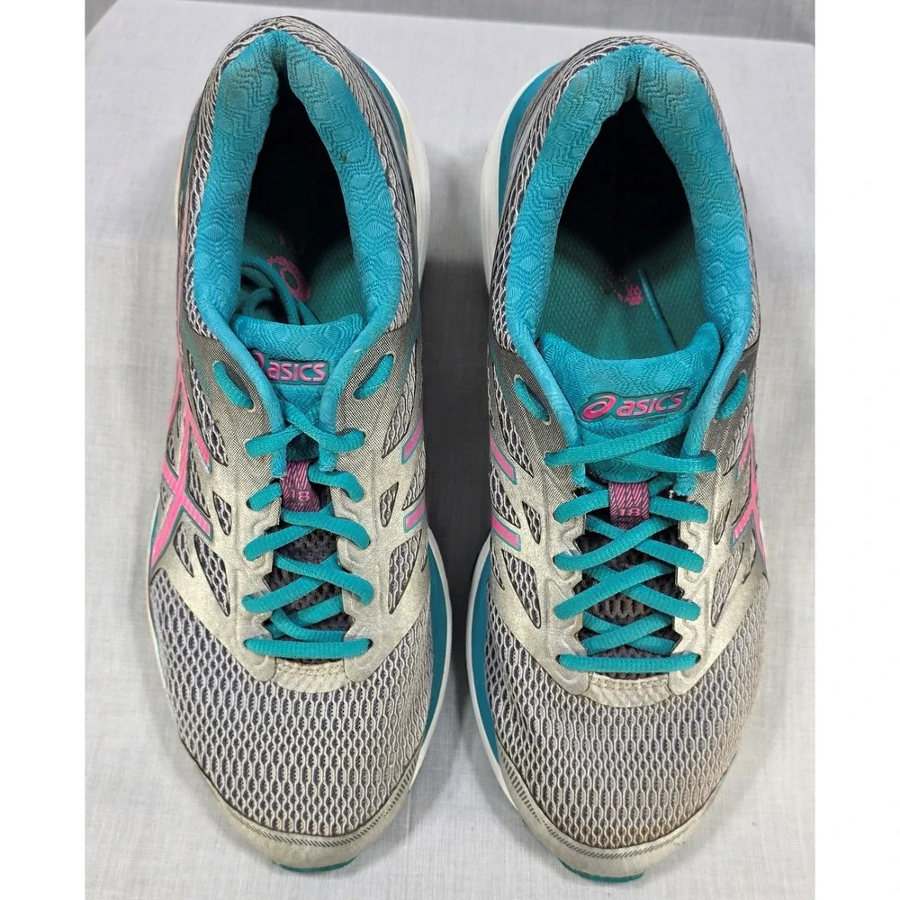 Asics Gel-Cumulus 18 Women's Running Shoes Silver‎ Pink Teal T6C8N Sneakers